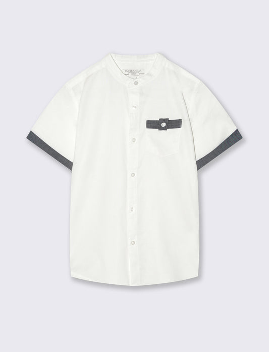 Korean half sleeve cotton shirt - White