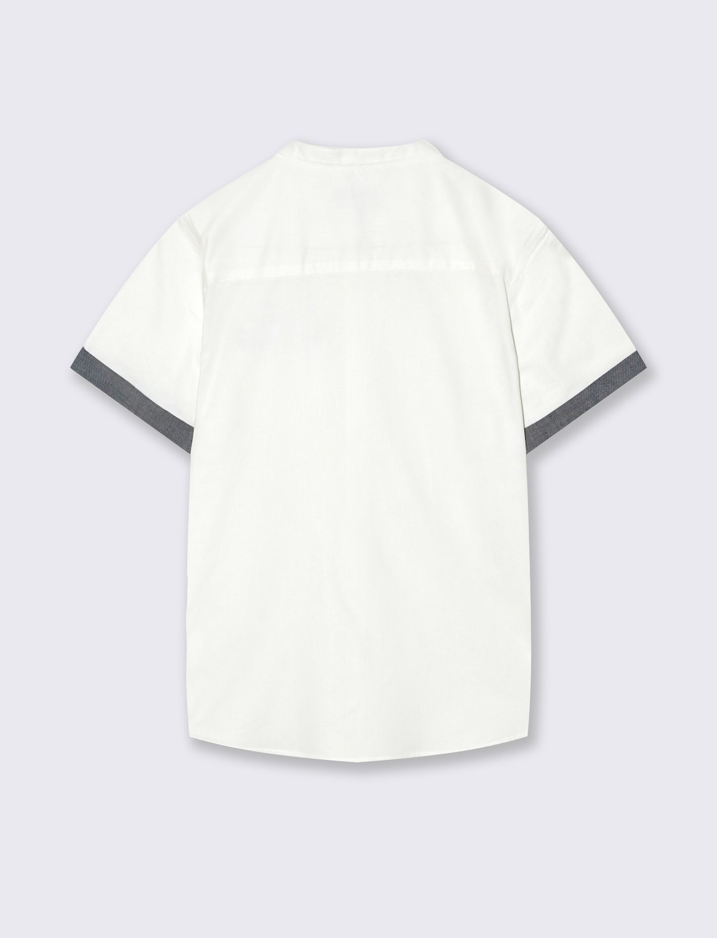 Camicia coreana mezza manica in cotone - Bianco