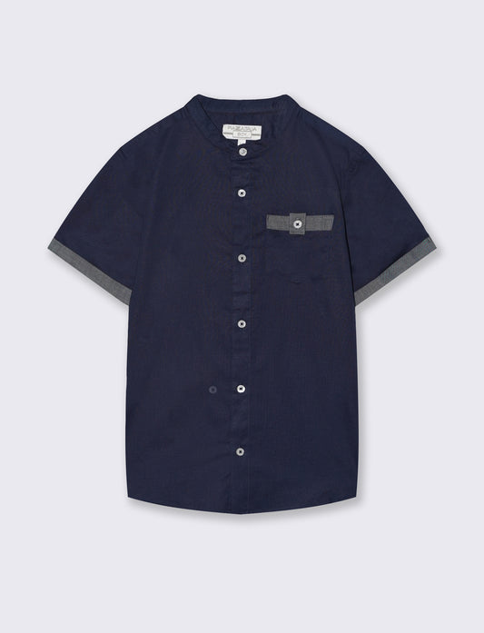 Korean half sleeve cotton shirt - Blue