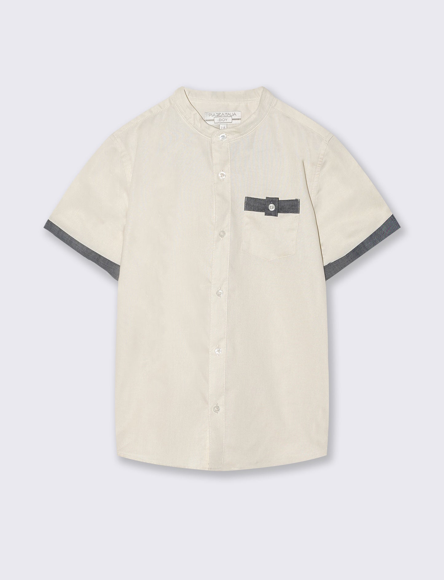 Korean half sleeve cotton shirt - Beige