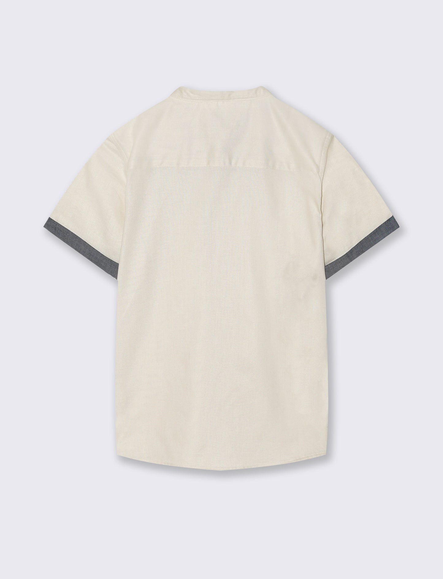 Korean half sleeve cotton shirt - Beige