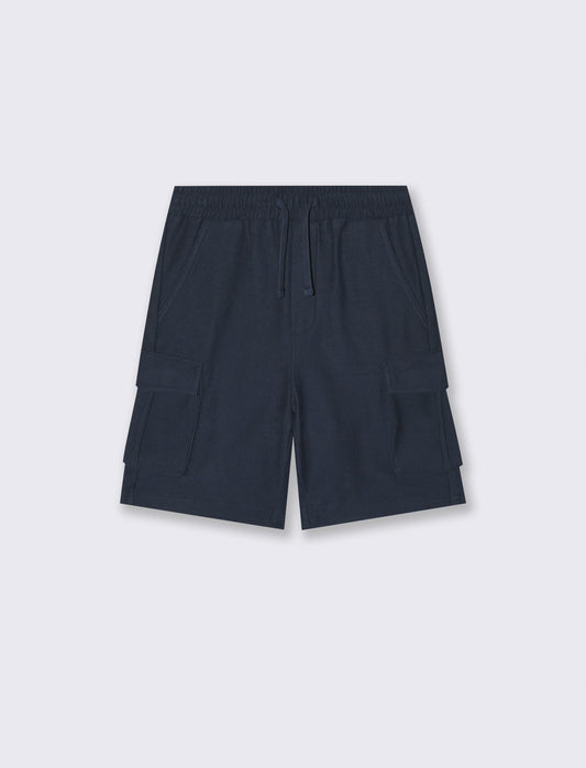 Bermuda in felpa 100% cotone con tasconi - Blu