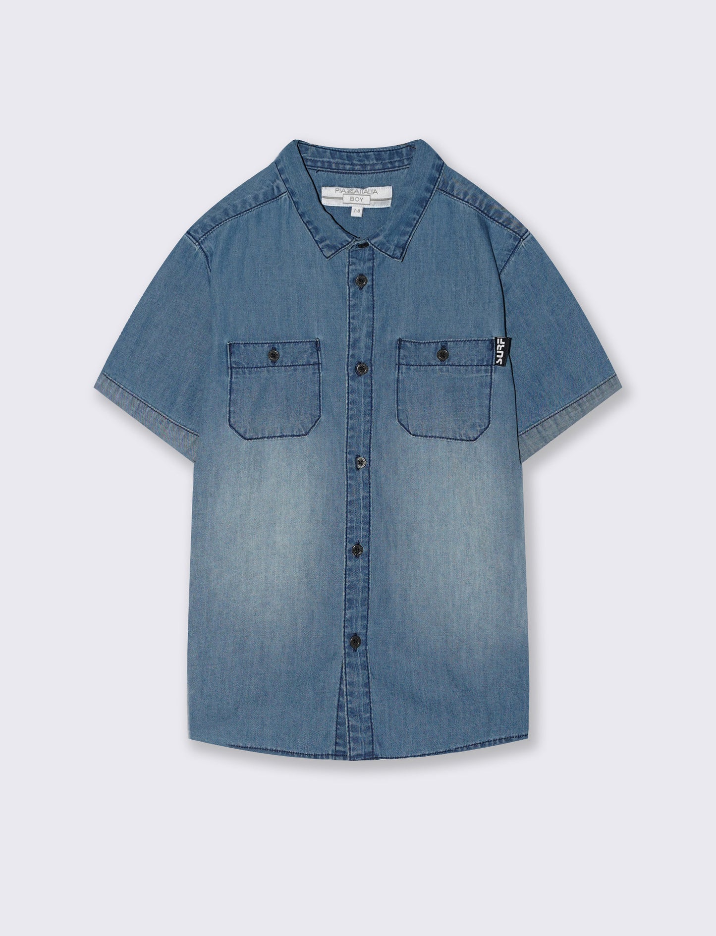 Summer short sleeve denim shirt - Blue
