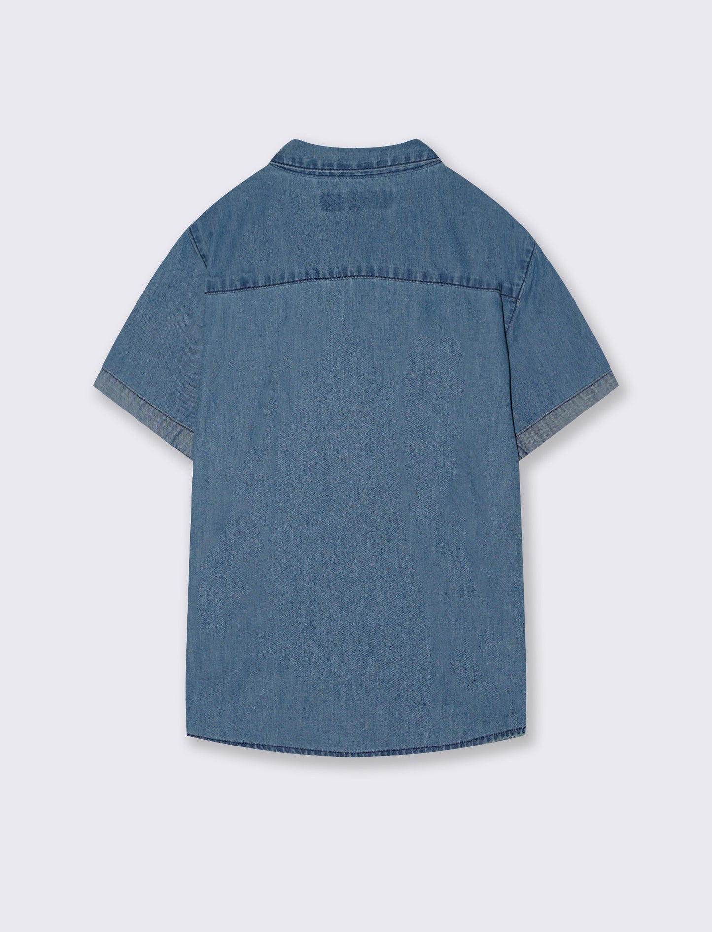 Summer short sleeve denim shirt - Blue