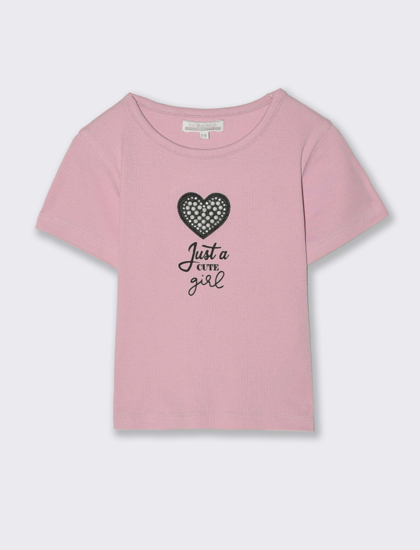 T-shirt mezza manica in costina bambina - Rosa