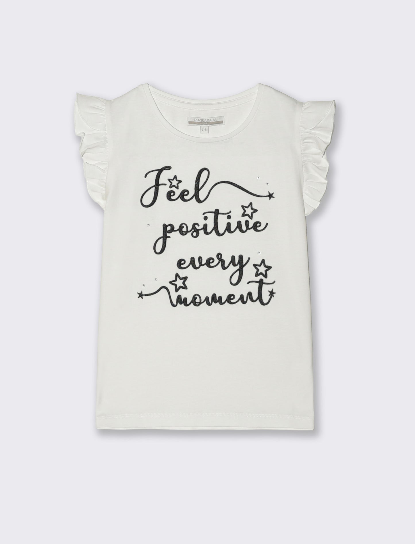 T-shirt bambina in cotone con ricamo - Bianco