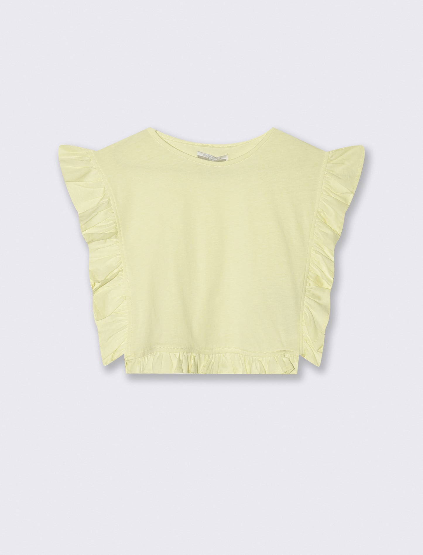 T-shirt da bambina con rouches e arricci - Giallo