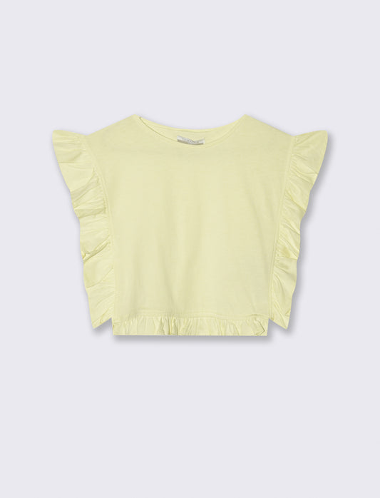 T-shirt da bambina con rouches e arricci - Giallo