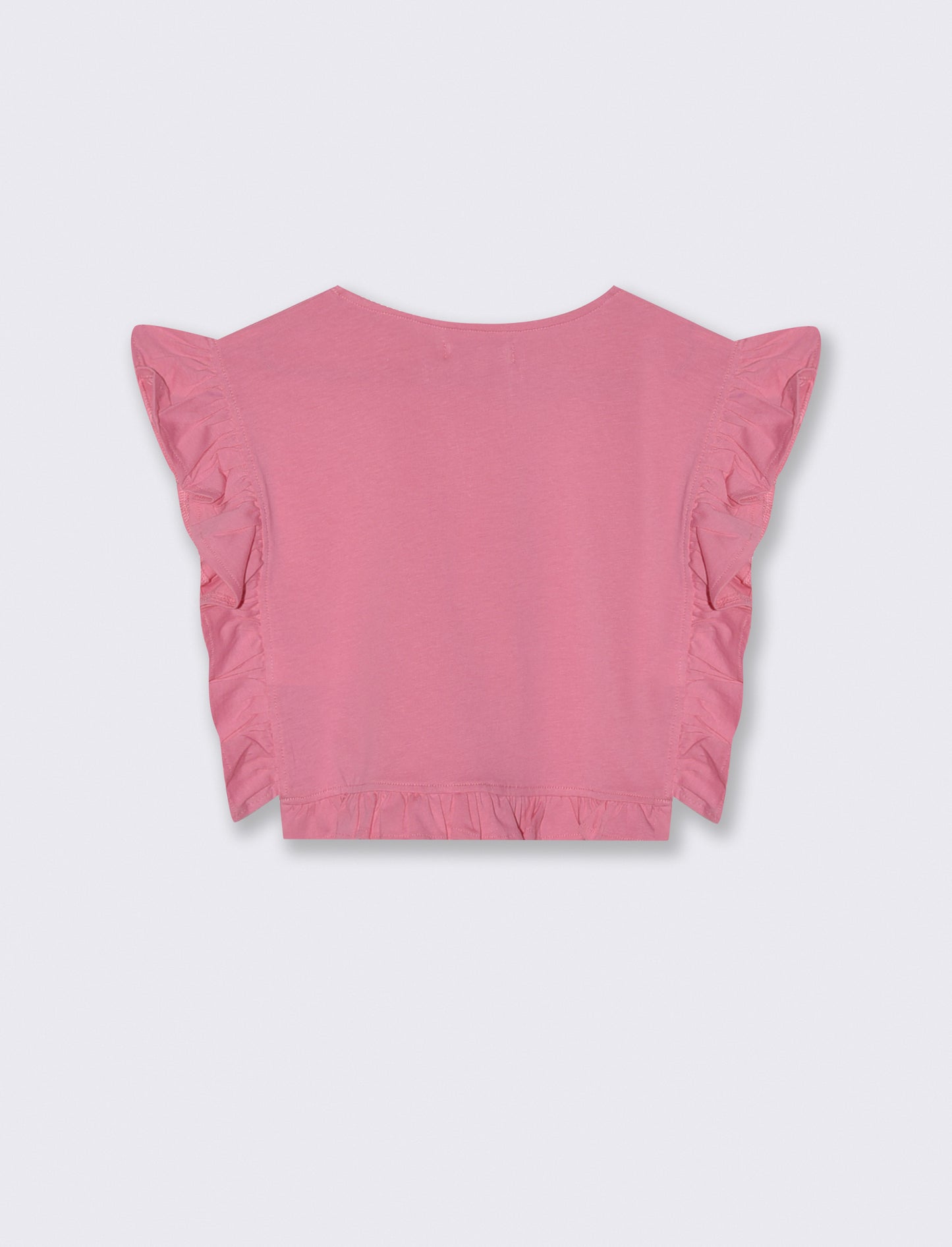 Girls' T-shirt with Ruffles and Gathered Details - Pink