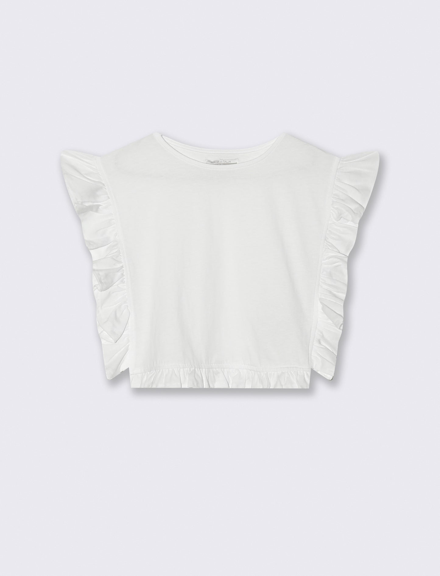 T-shirt da bambina con rouches e arricci - Bianco