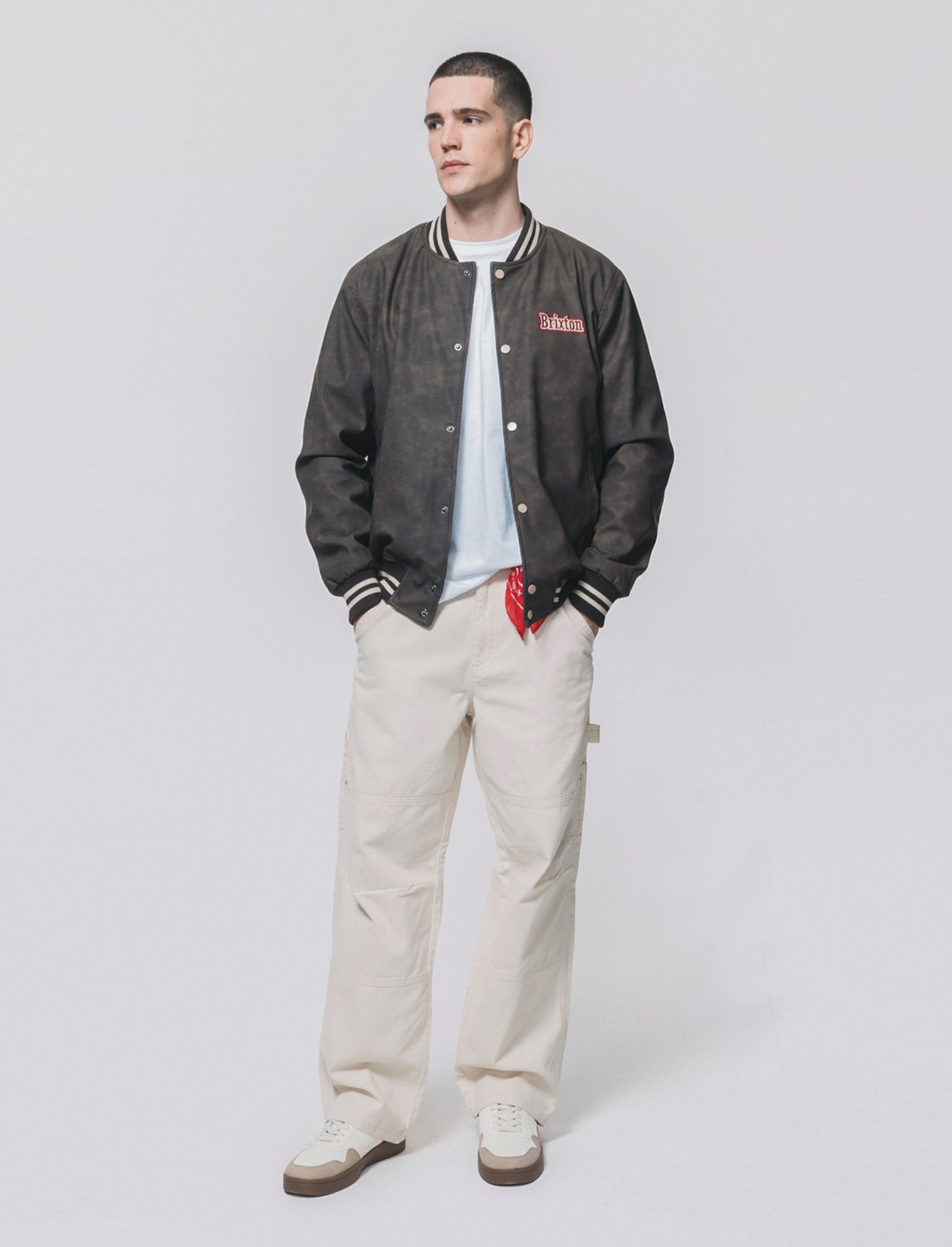 Pantaloni carpenter in denim e lino - Beige ecru