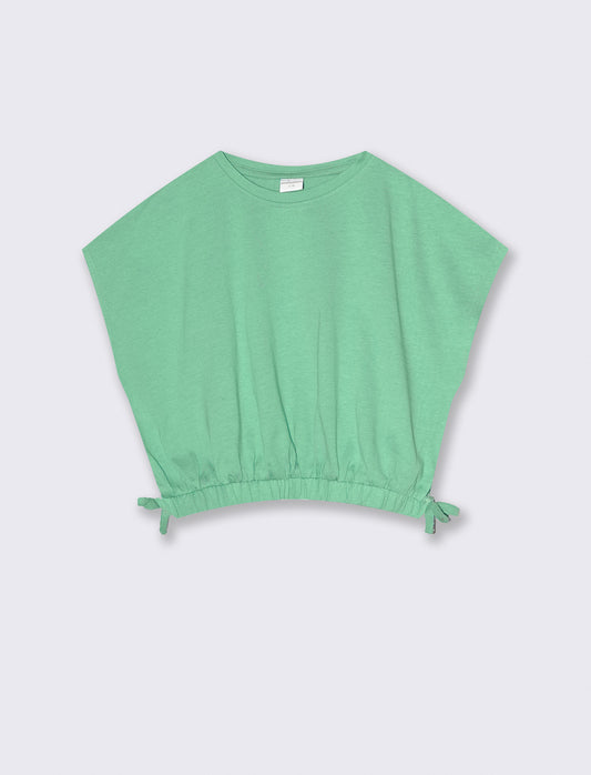 T-shirt estiva bambina con rouches - Verde acqua