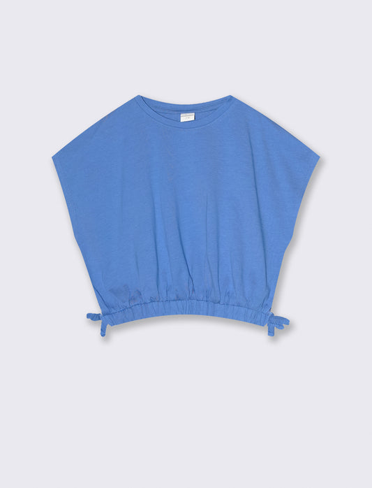 T-shirt estiva bambina con rouches - Azzurro cielo