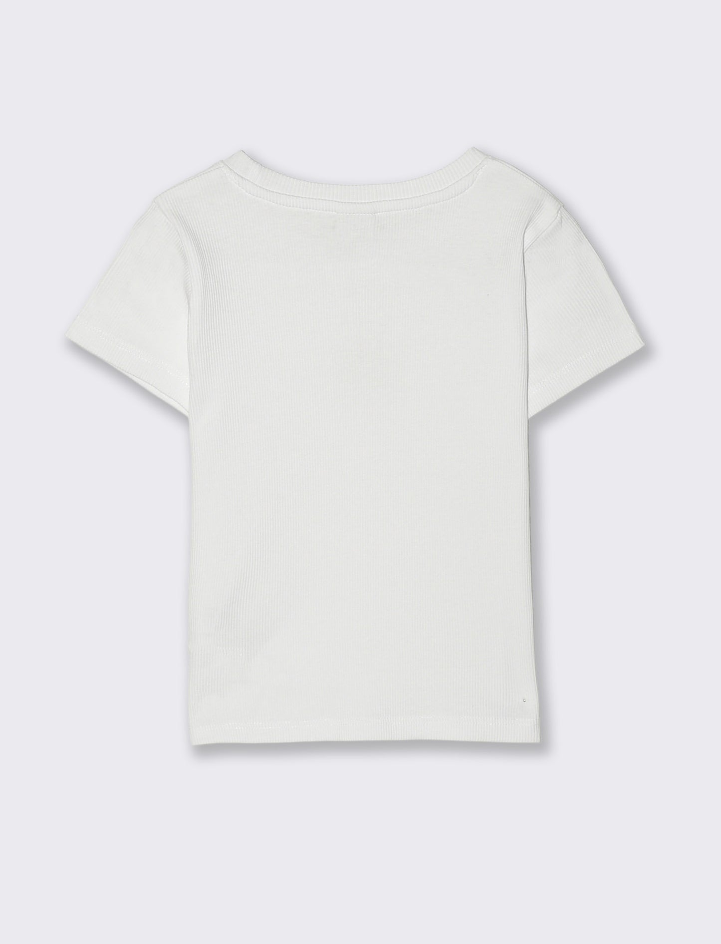 T-shirt in costina con stella e strass - Bianco