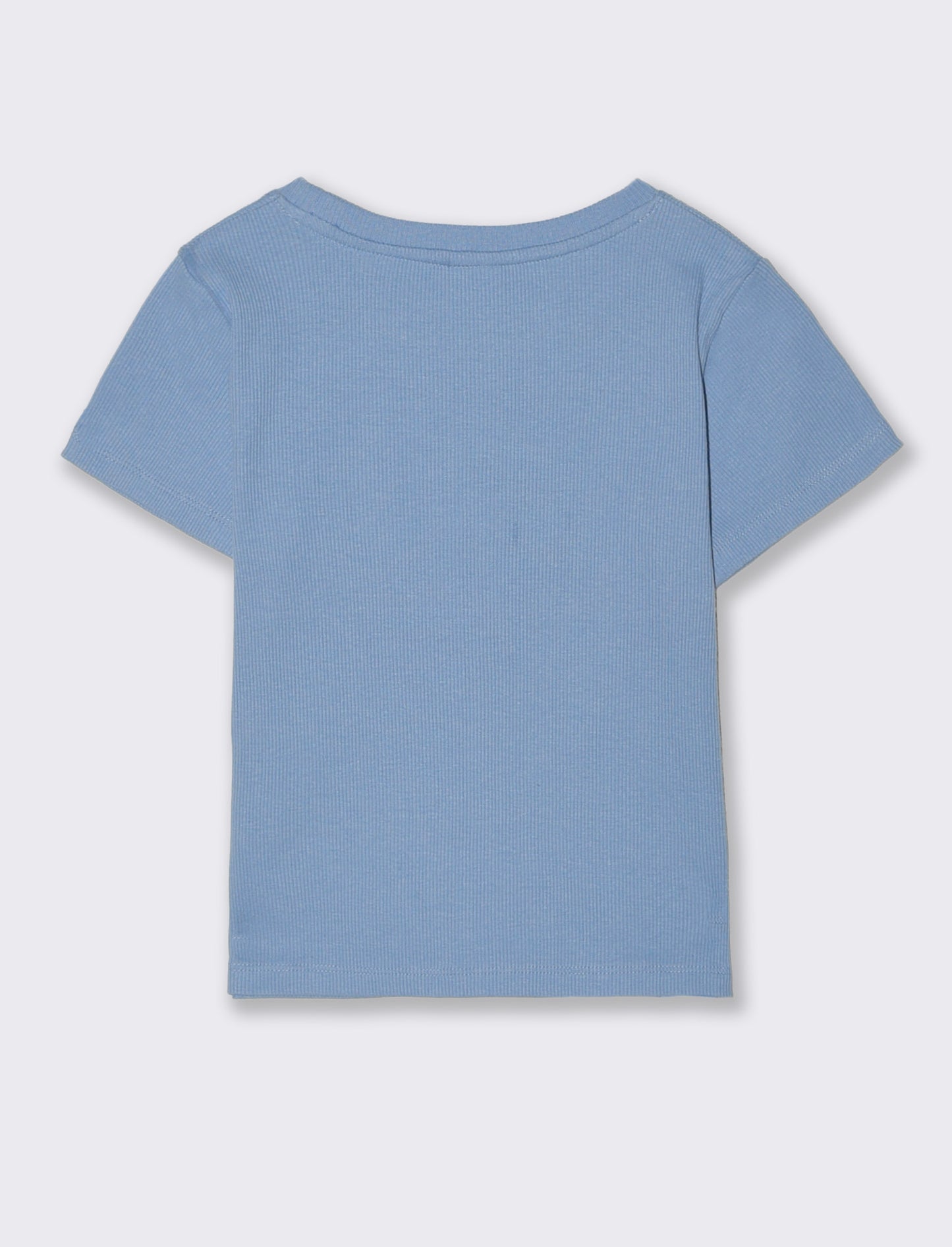 T-shirt in costina con stella e strass - Azzurro