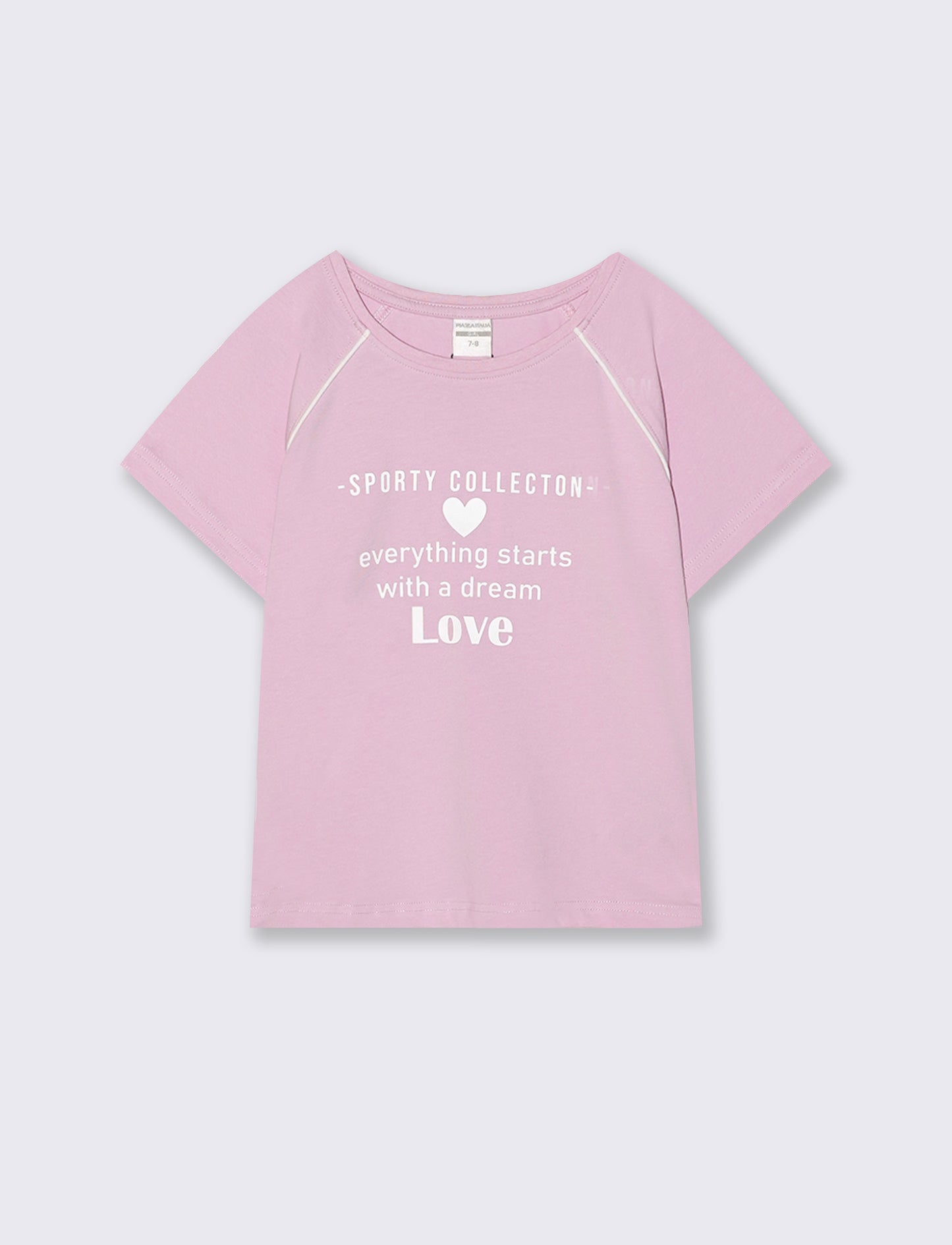 T-shirt sporty mezza manica con stampa - Rosa