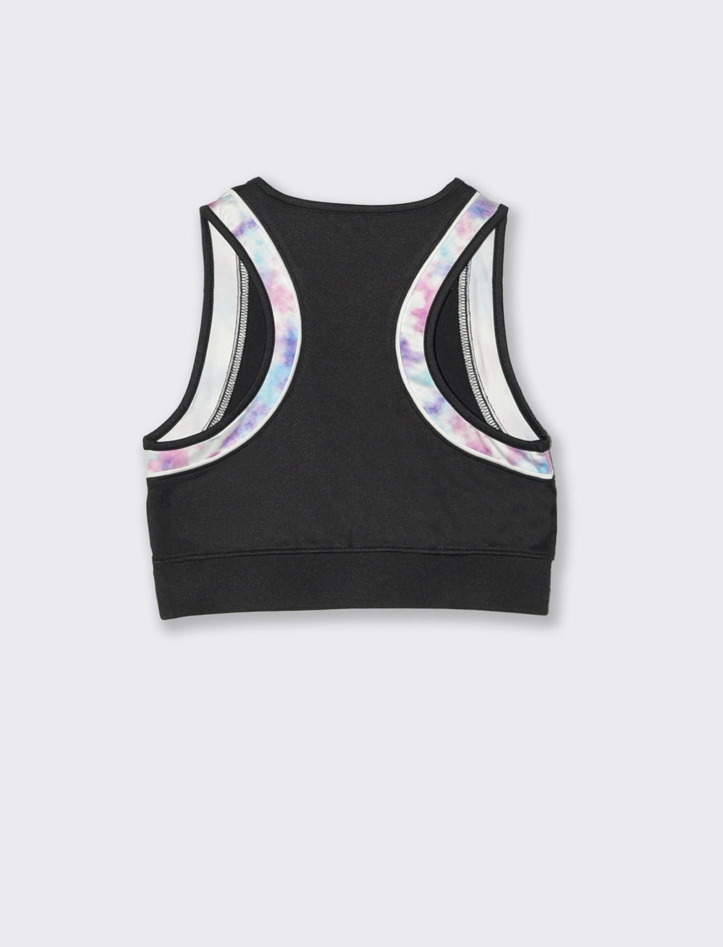 Sporty cropped tank top with printed details - Black