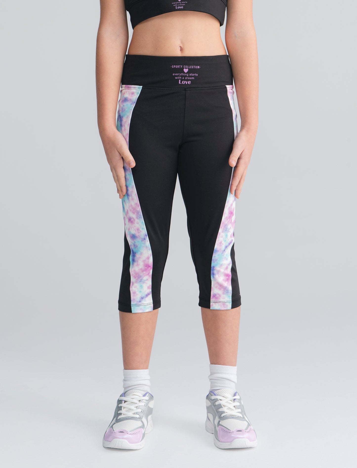 Leggings sportivi con dettagli stampati - Nero