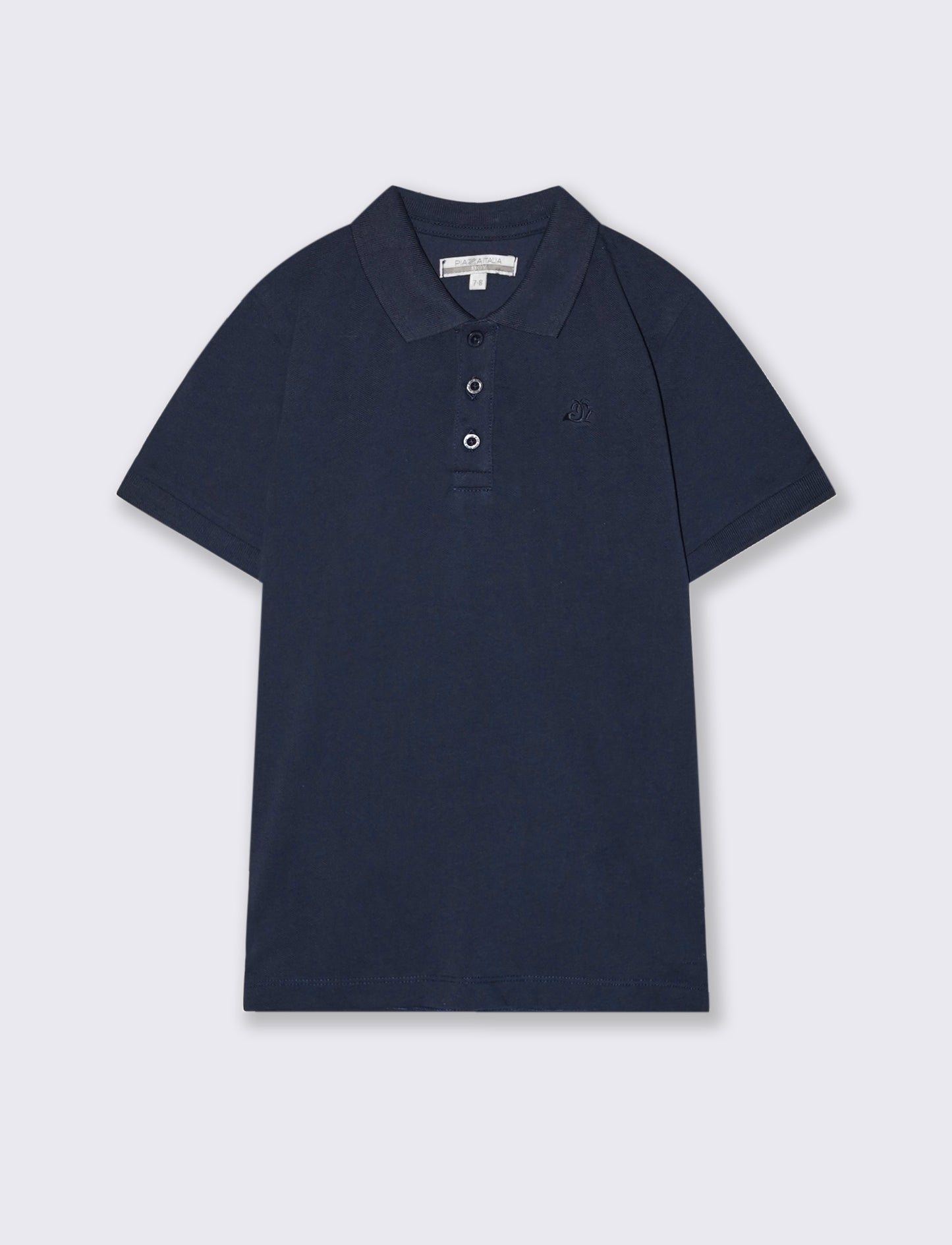Polo mezza manica in cotone con ricamo - Blu