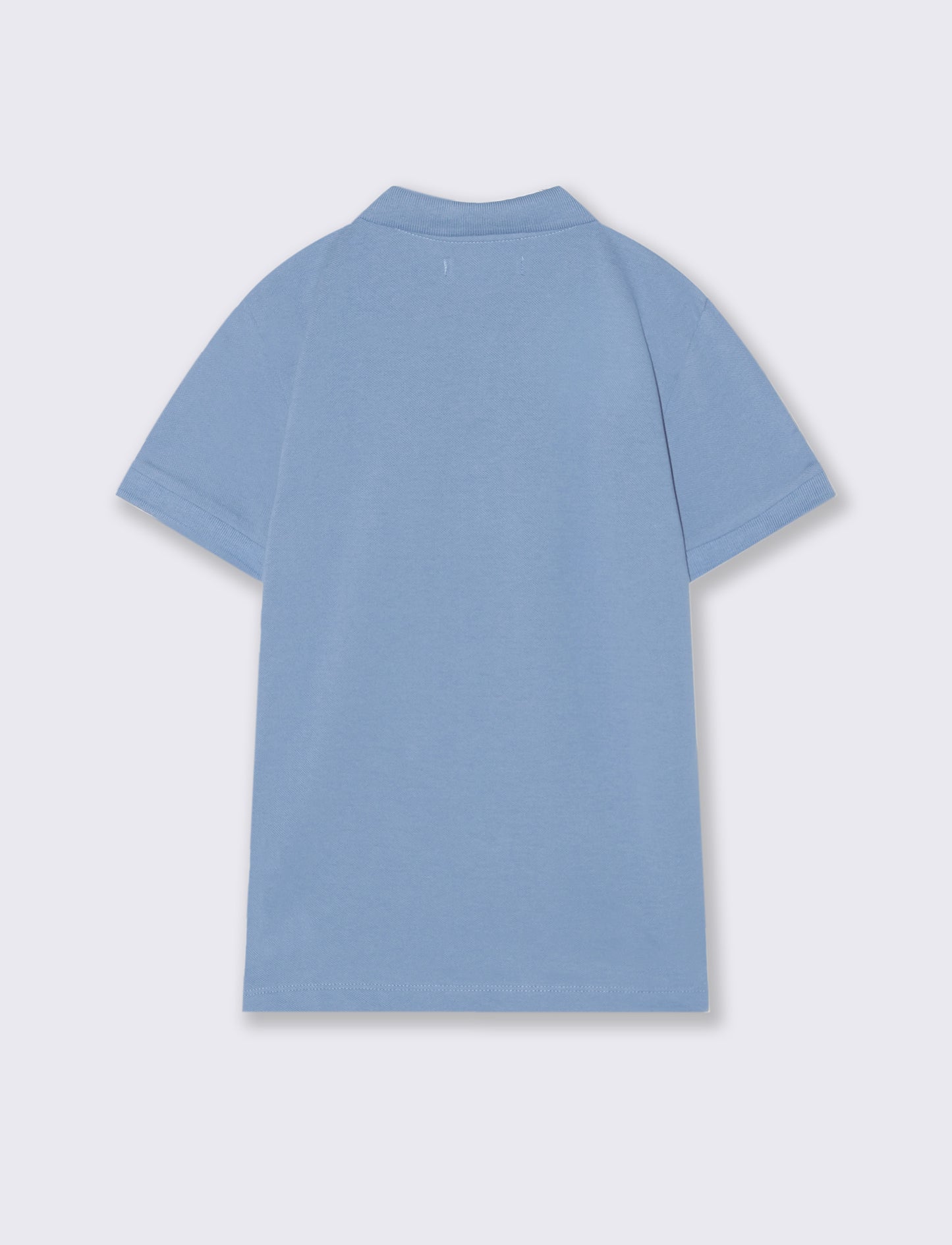 Polo mezza manica in cotone con ricamo - Azzurro