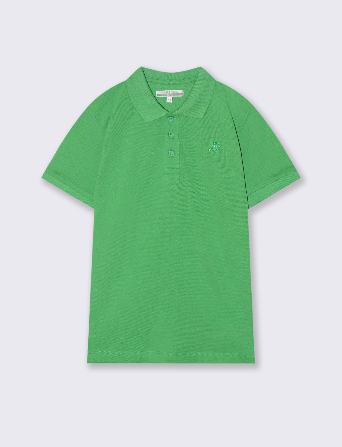 Polo mezza manica in cotone con ricamo - Verde prato
