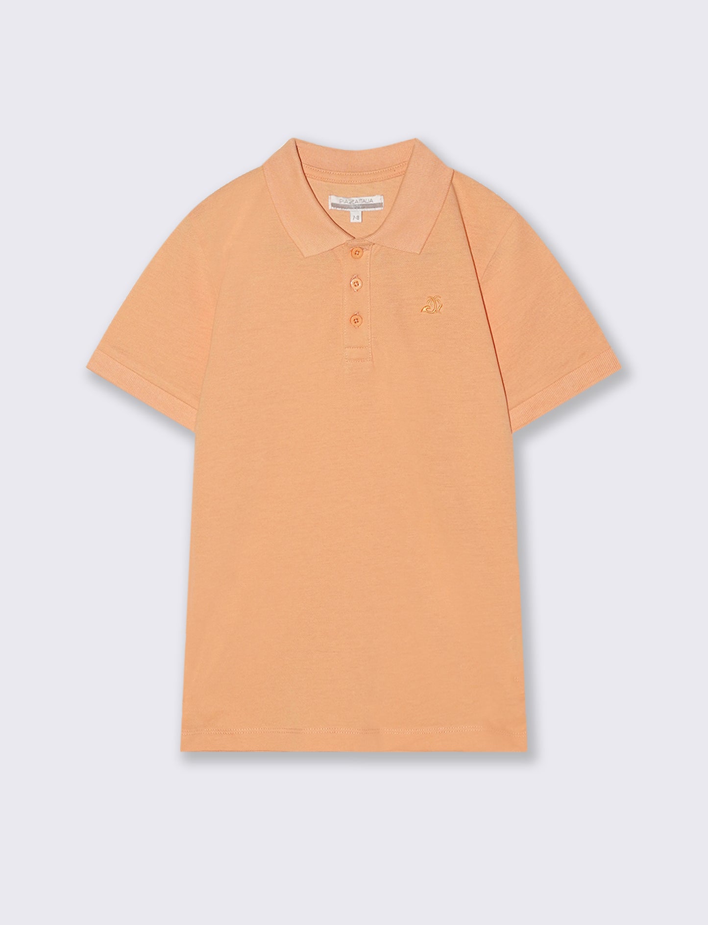 Cotton short sleeve polo with embroidery - Orange