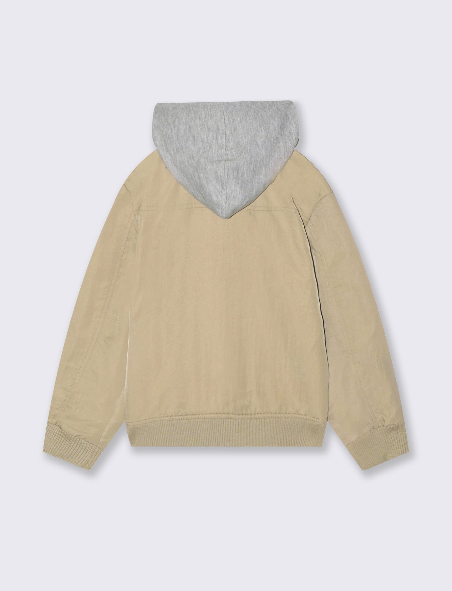 Giubbotto con cappuccio e zip frontale - Beige