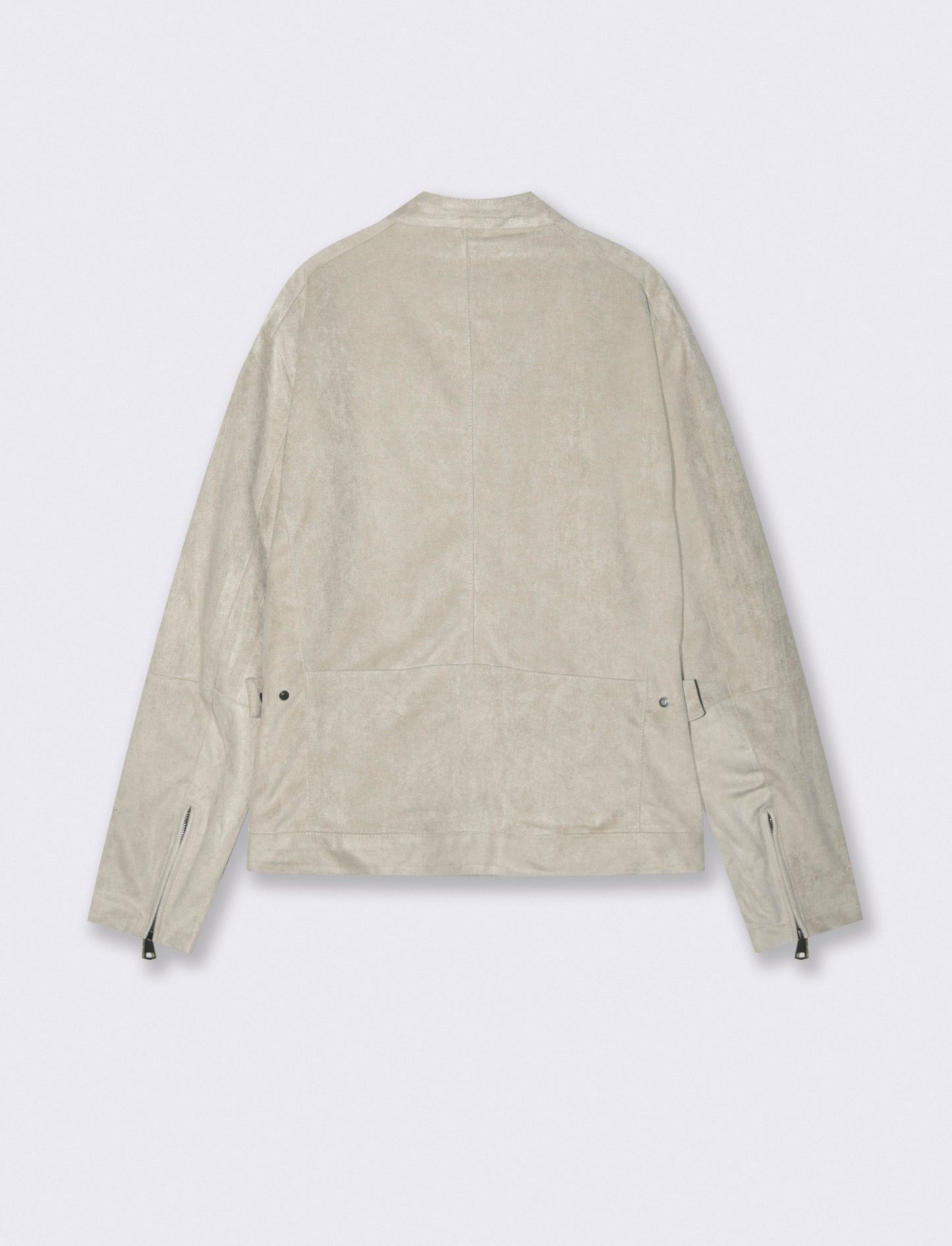 Suede Jacket with Korean Collar - Beige