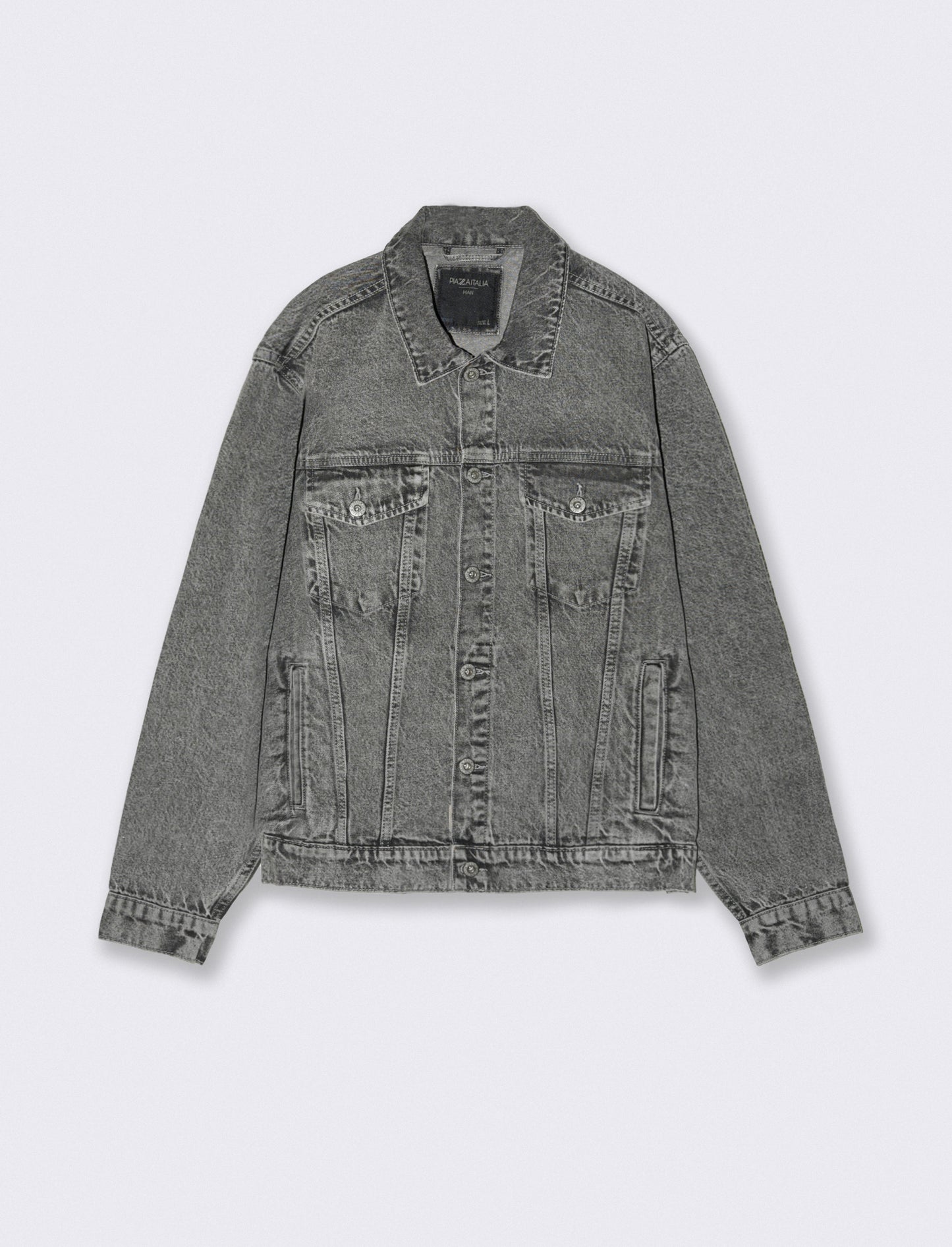 Giubbotto in denim effetto slavato - Grigio