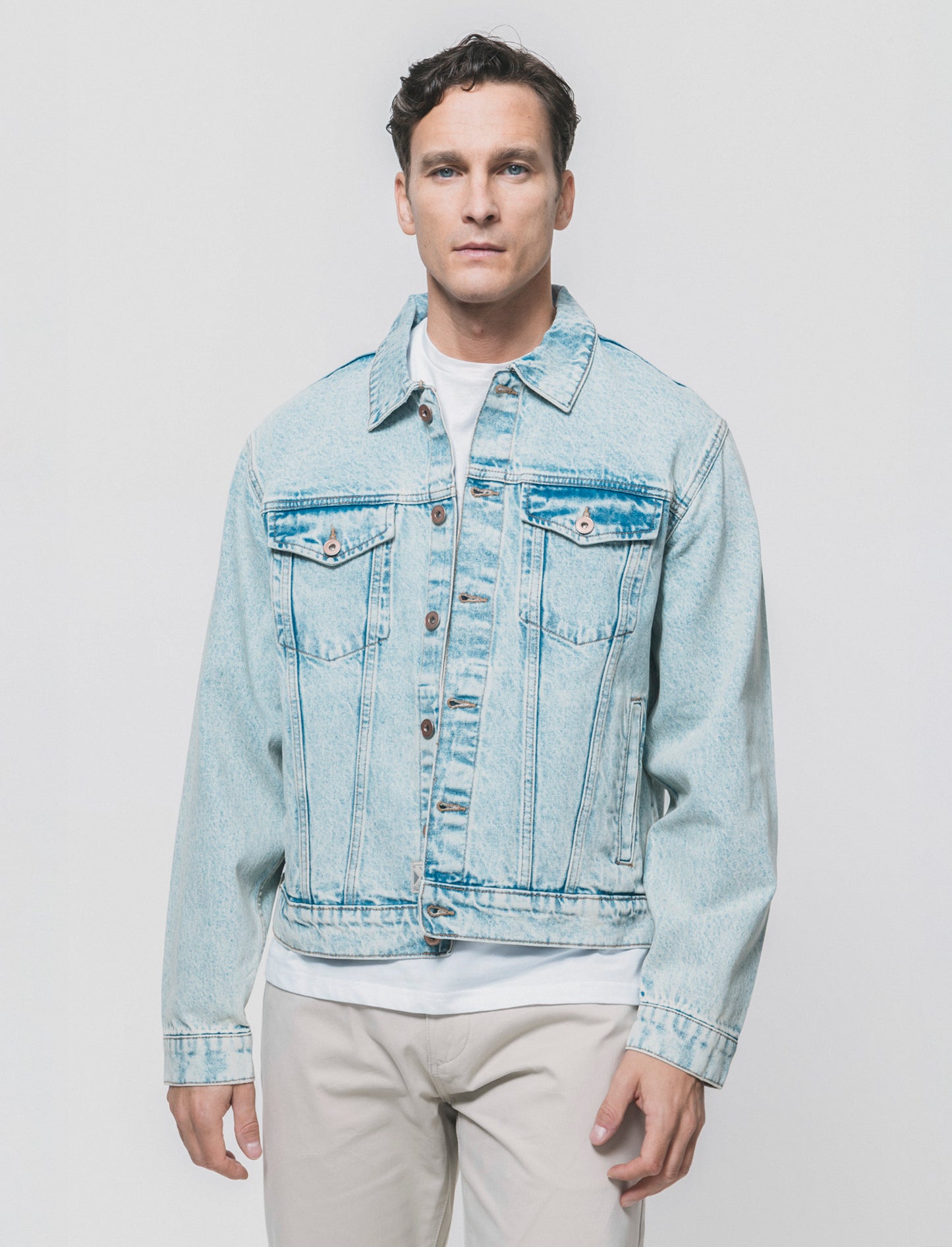 Giubbotto in denim effetto slavato - Denim chiaro