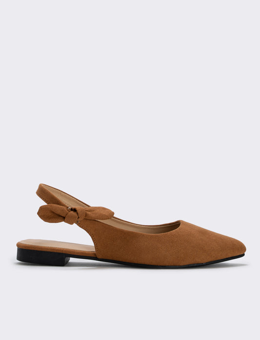 Slingback con fiocco laterale - Cammello