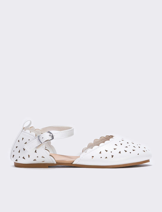 Ballerina traforata in poliuretano - Bianco panna