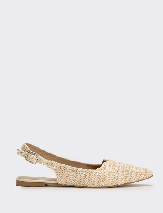 Ballerina beige effetto paglia intrecciata - Beige