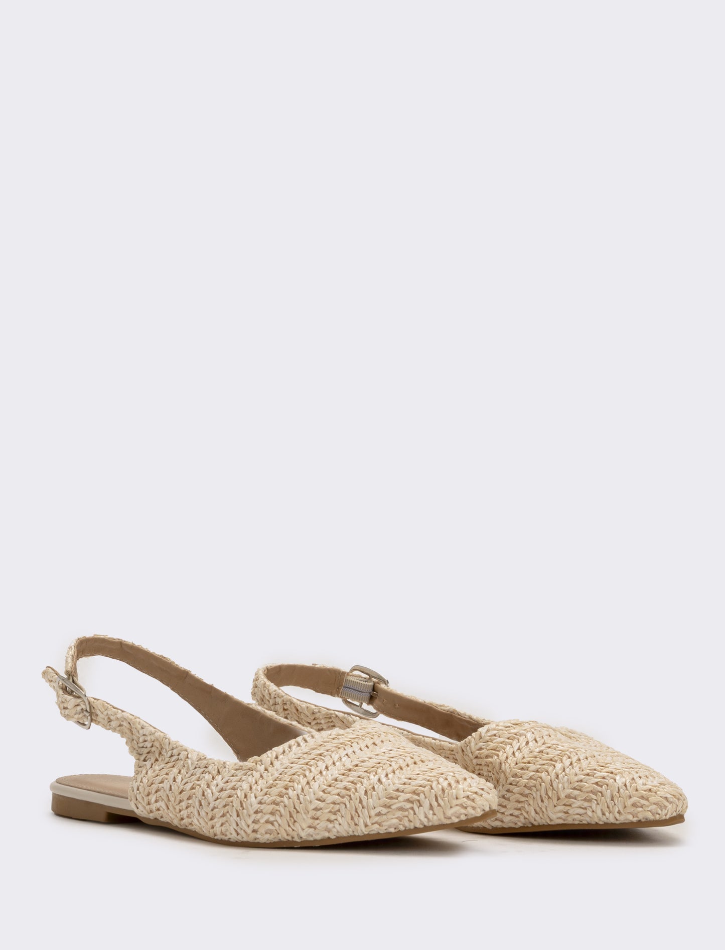 Ballerina beige effetto paglia intrecciata - Beige
