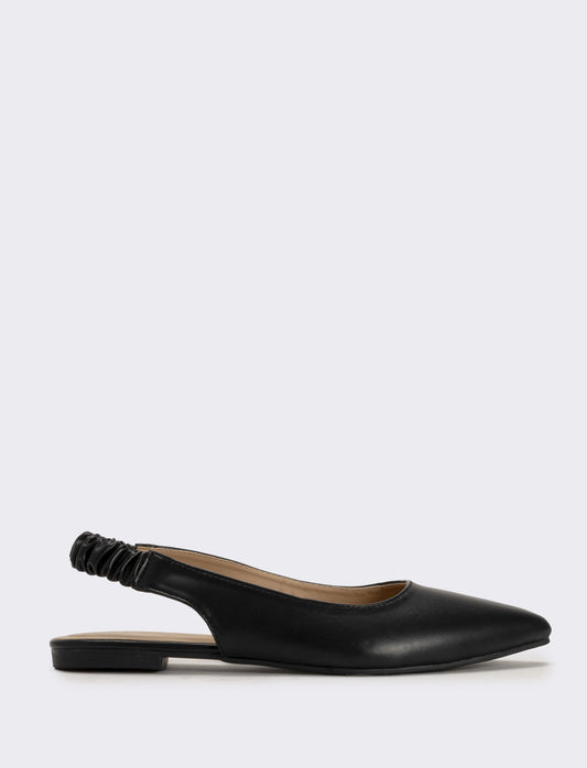 Slingback in poliuretano colorato - Nero