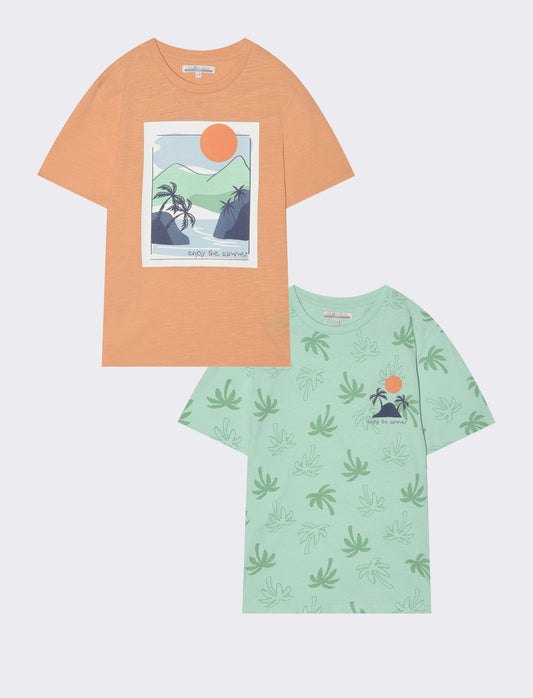 T-shirt 2Pack with print and regular fit - Green