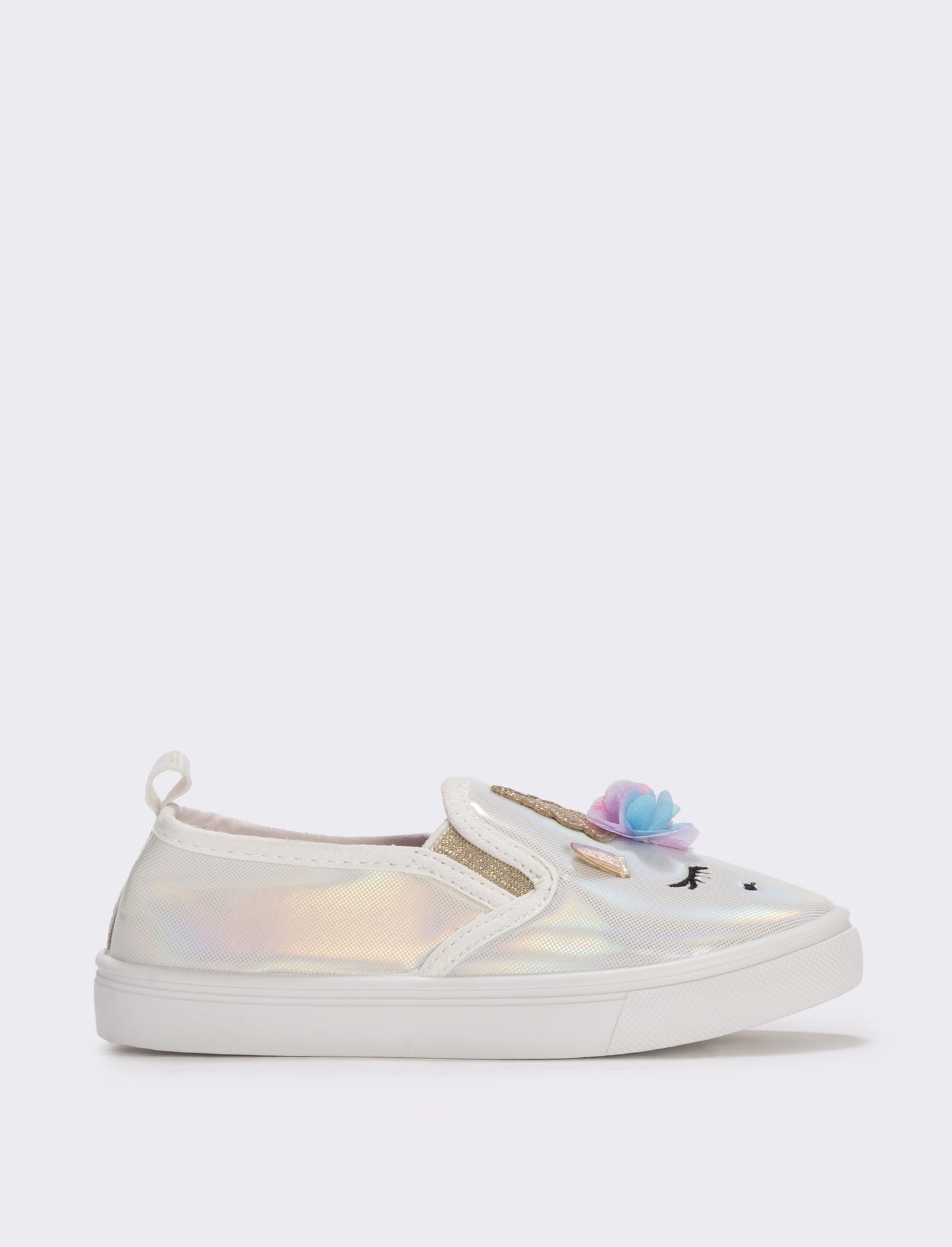 Slip-on unicorno da bambina. - Bianco perla