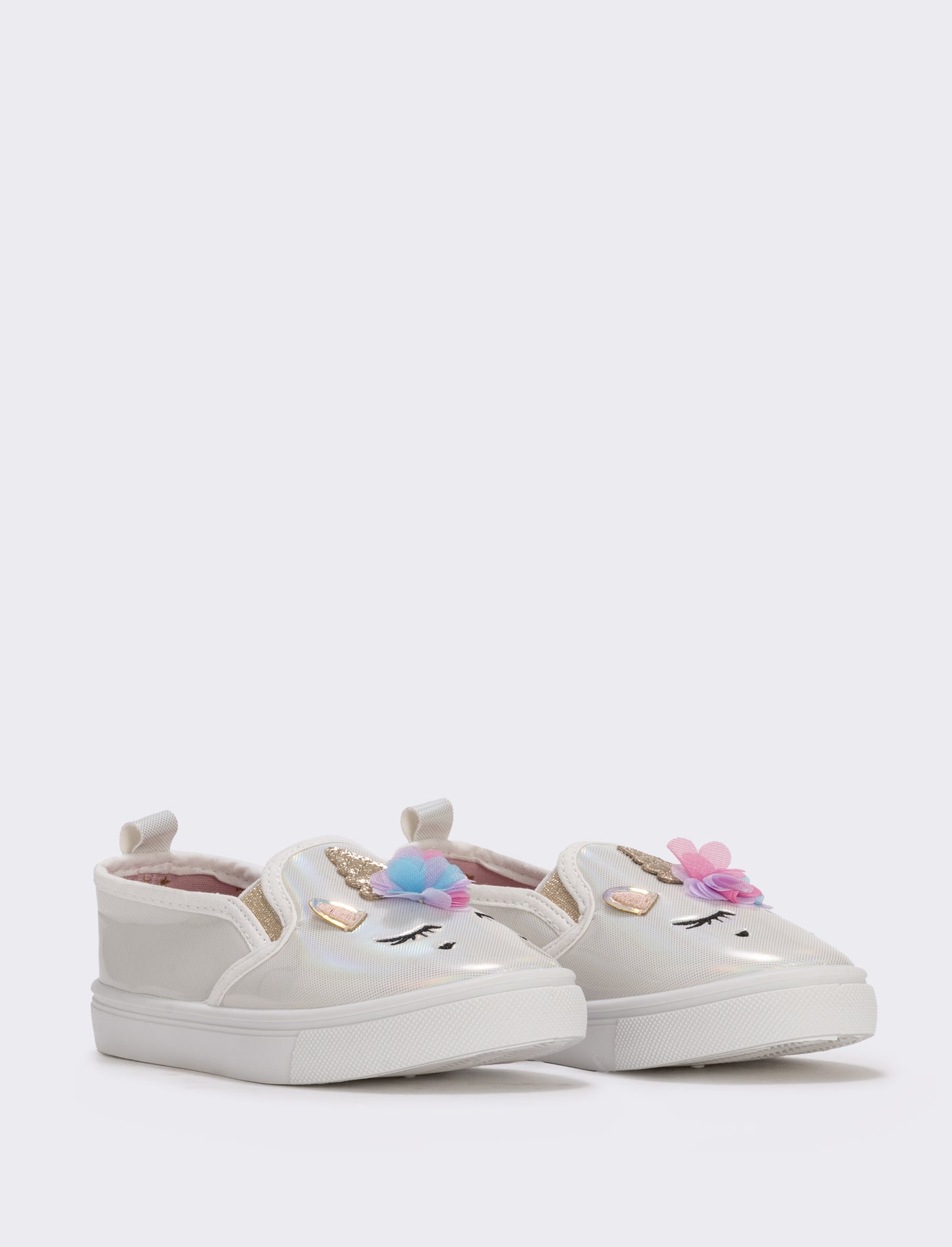 Slip-on unicorno da bambina. - Bianco perla