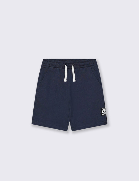 Bermuda in felpa basic con lacci regolabili - Blu