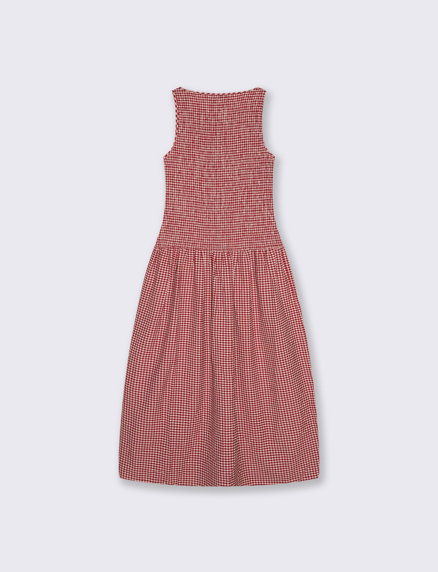 Vestito Smanicato in Stampa Vichy - Rosso