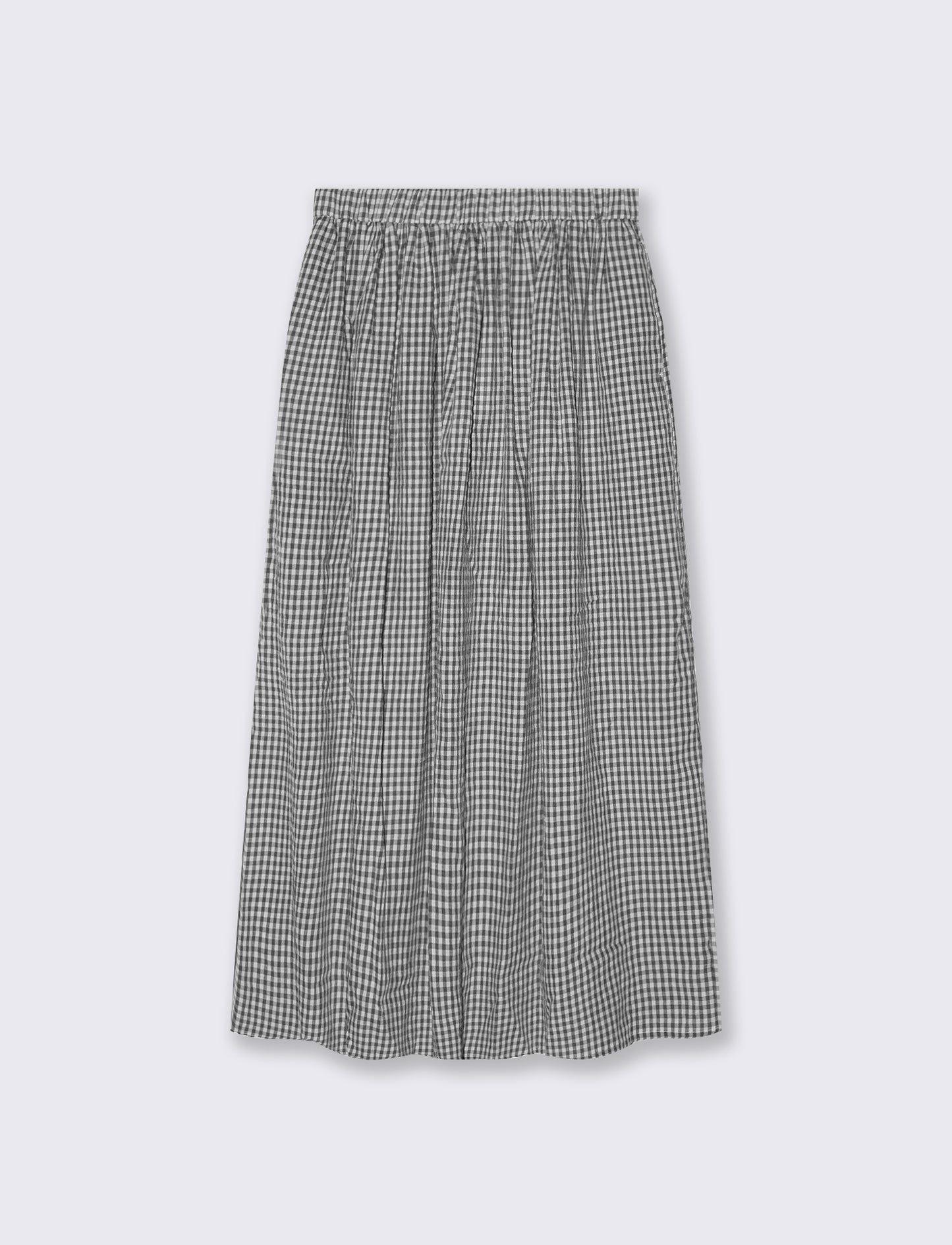 Introducing the Vichy-printed long skirt, a stylish and versatile addition to any woman's wardrobe. - Black