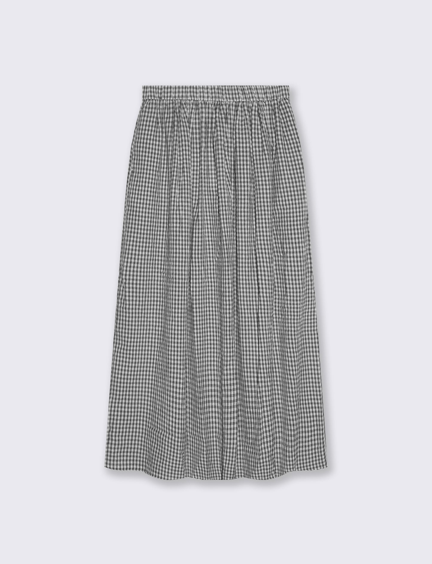 Introducing the Vichy-printed long skirt, a stylish and versatile addition to any woman's wardrobe. - Black