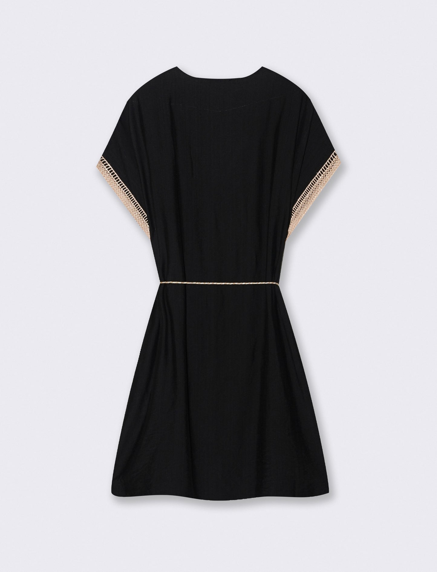 Vestito con cintura e passamaneria - Nero