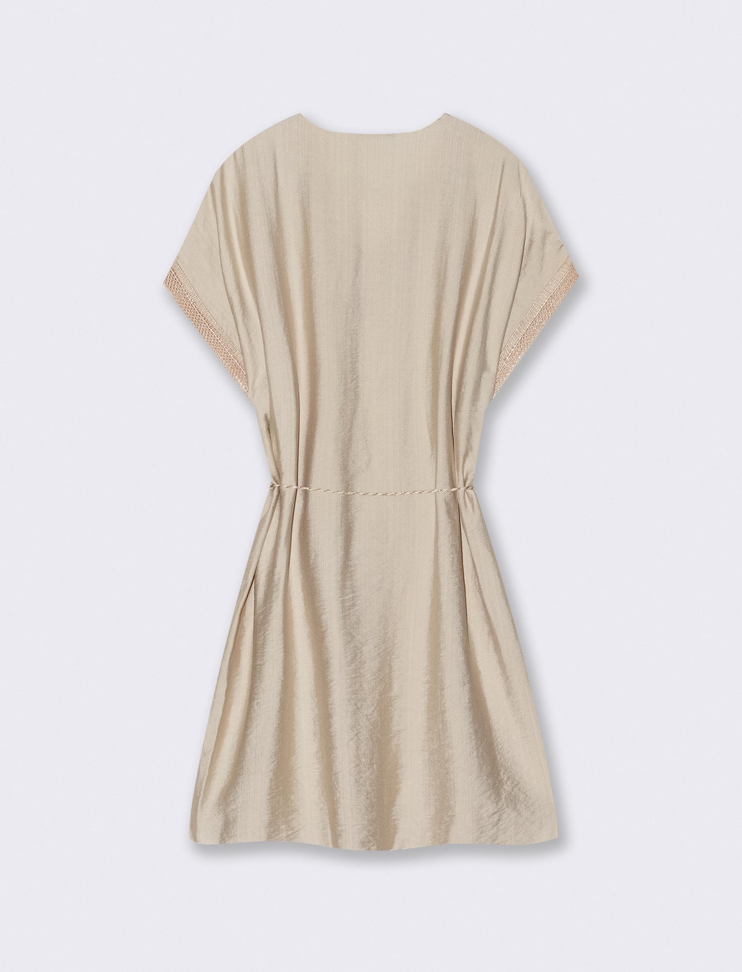 Vestito con cintura e passamaneria - Beige