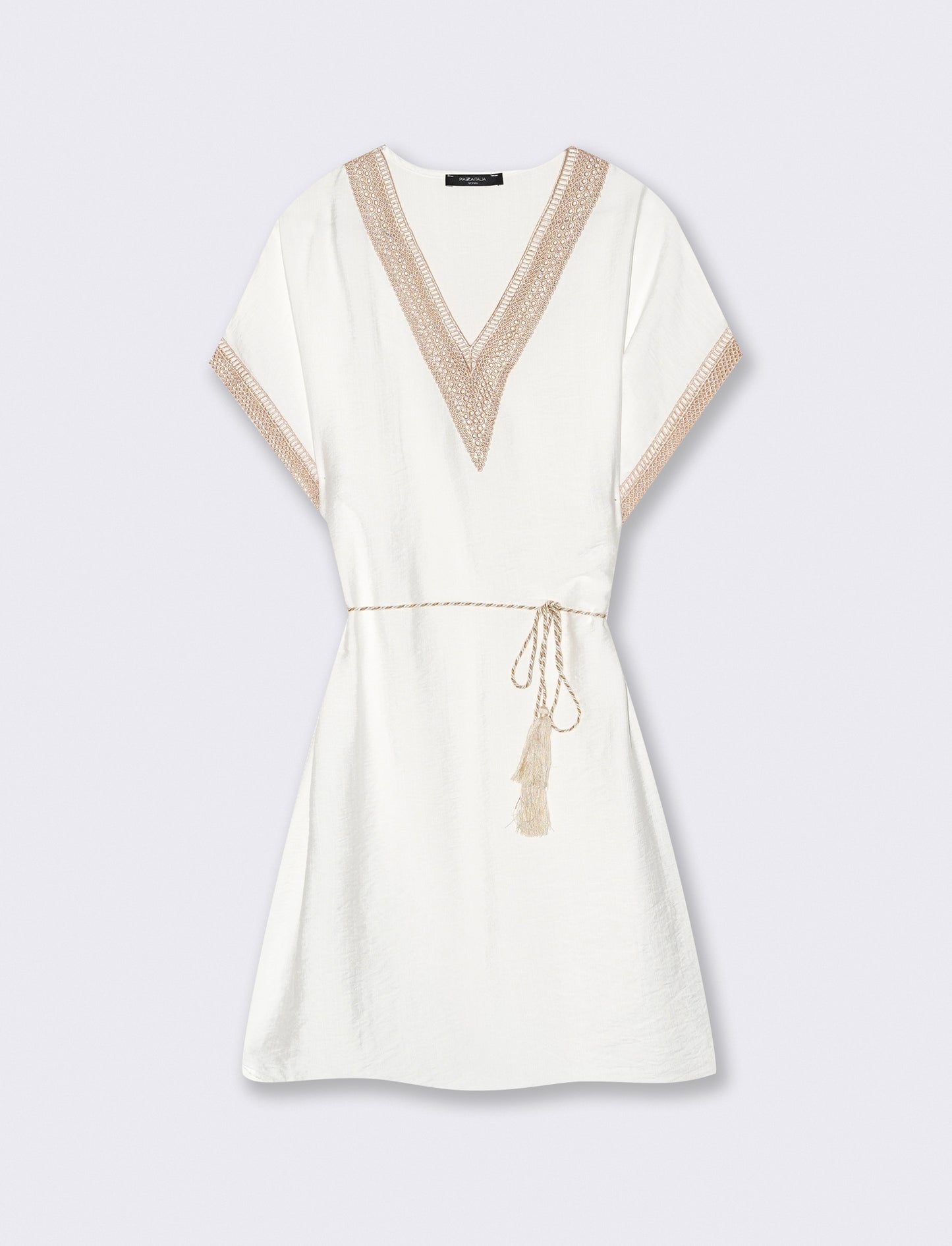 Vestito con cintura e passamaneria - Bianco