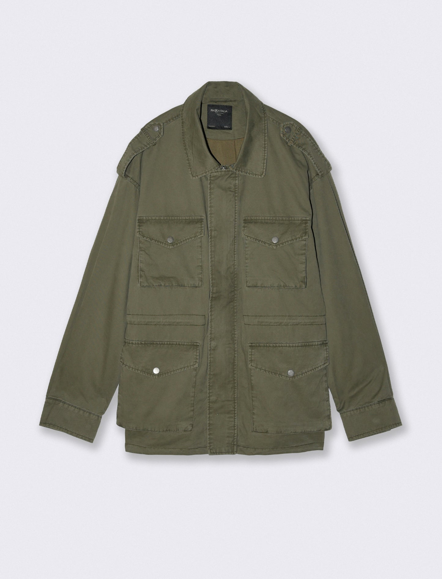 Giacca sahariana in cotone con tasche - Verde militare