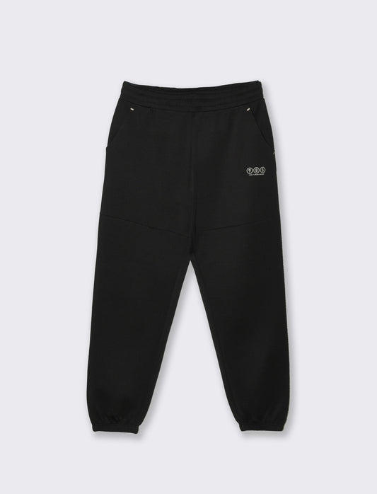 Pantaloni jogger in interlock con tasche - Nero