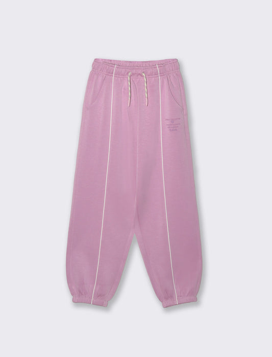 Jogger sportivo con profili a contrasto - Rosa