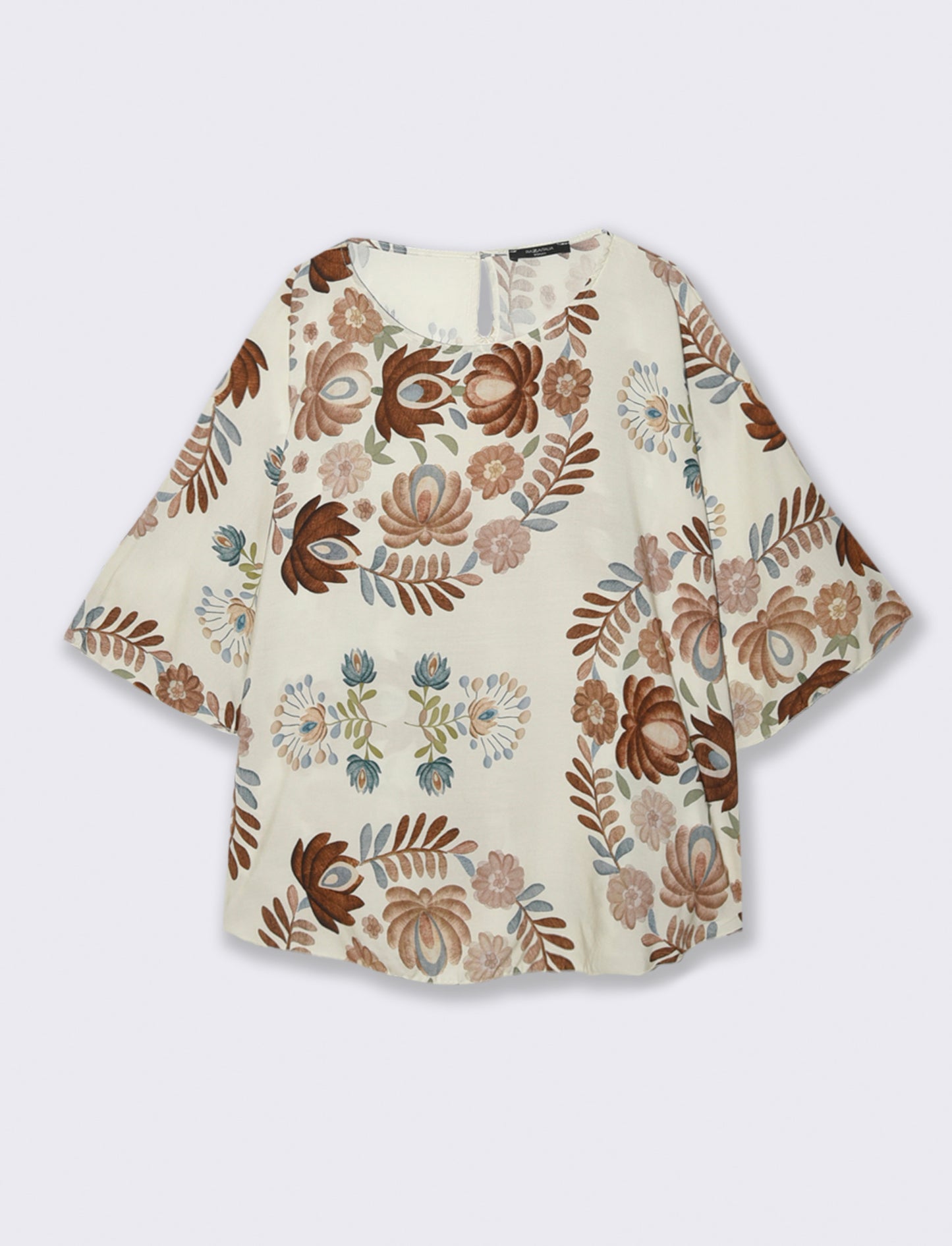 Tshirt in viscosa stampato - Marrone tabacco