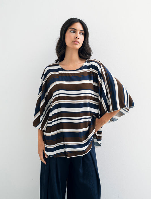 Tshirt in viscosa stampato - Blu